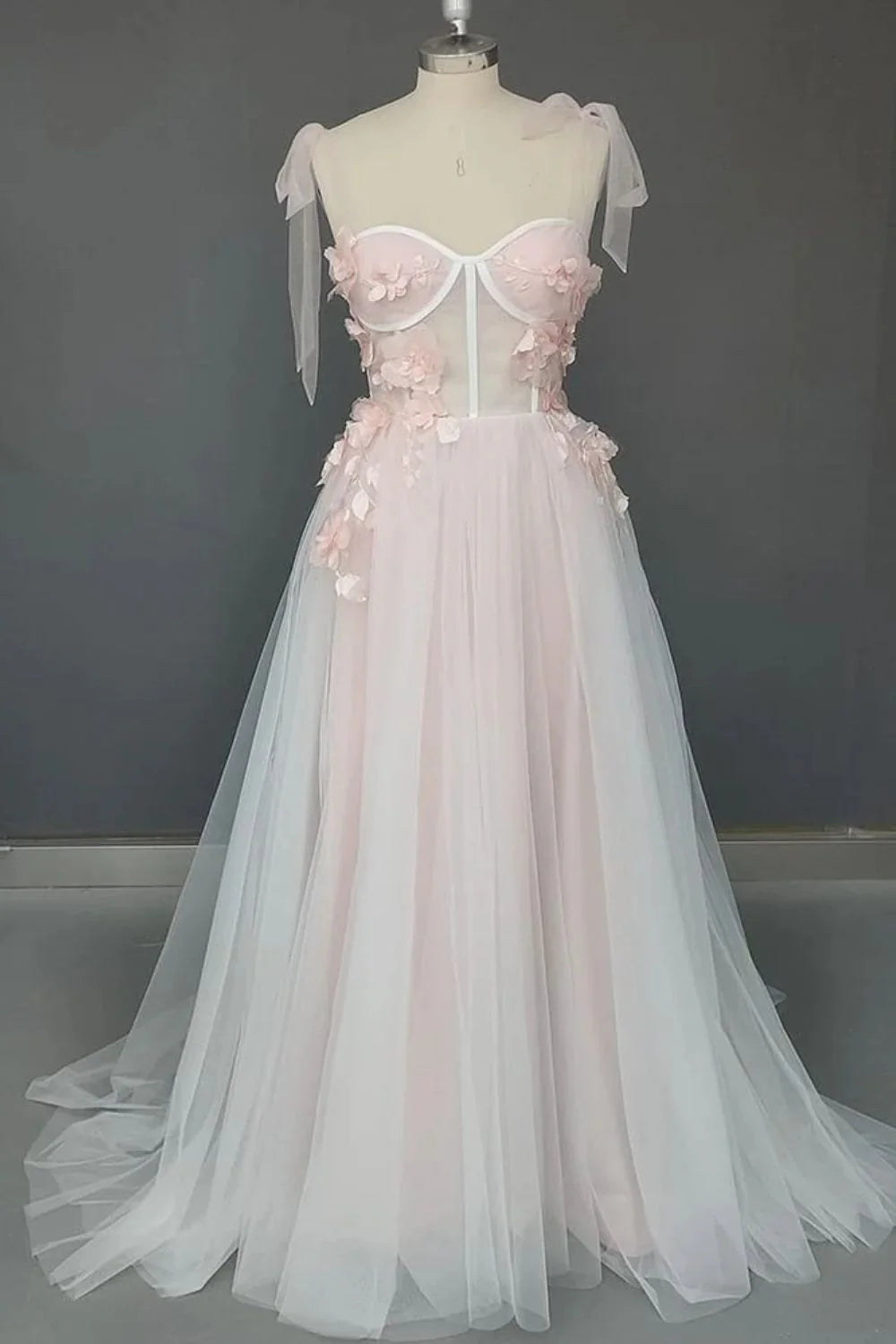 A-line Applique Sweetheart Neck Tulle Slit Dress Stormy