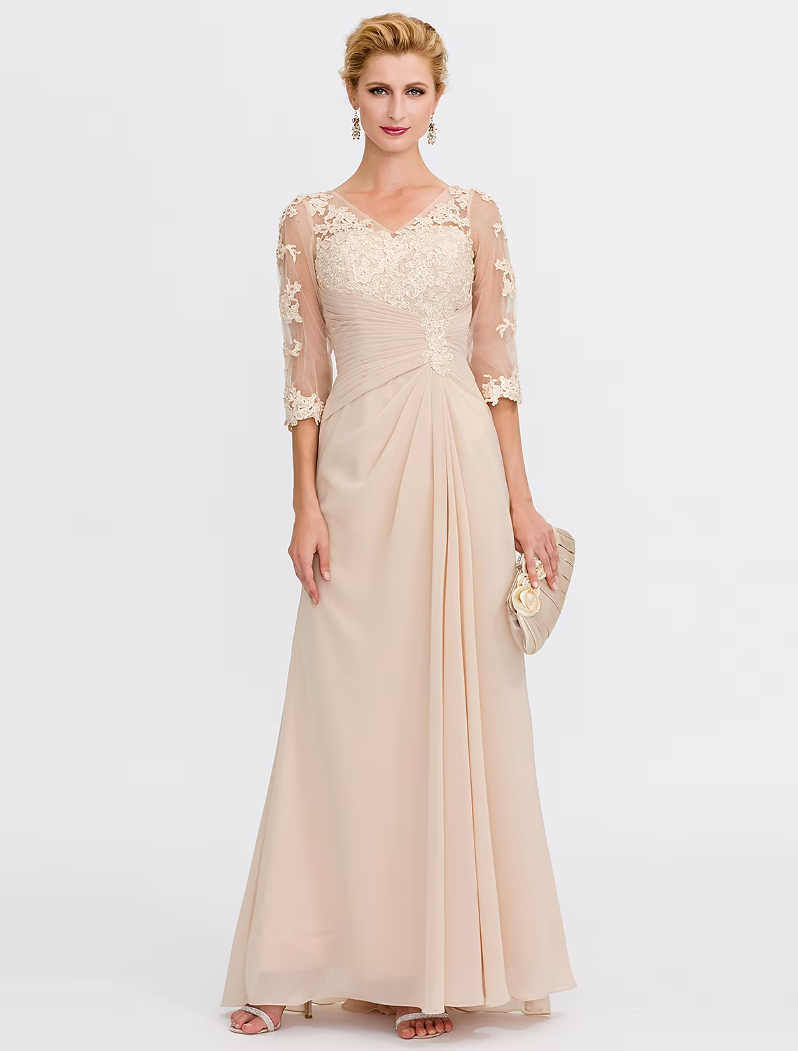 A-Line/Princess V-Neck Plus Size Mother Of The Bride Dresses With Ruched main image 0