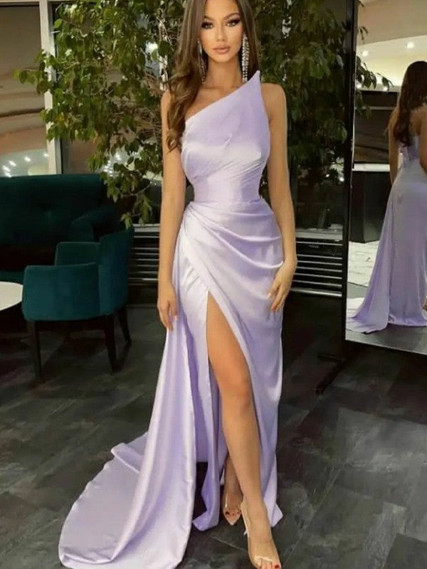 Strapless Sheath Ruched Long Dress With Sweep Train Rust main image 1