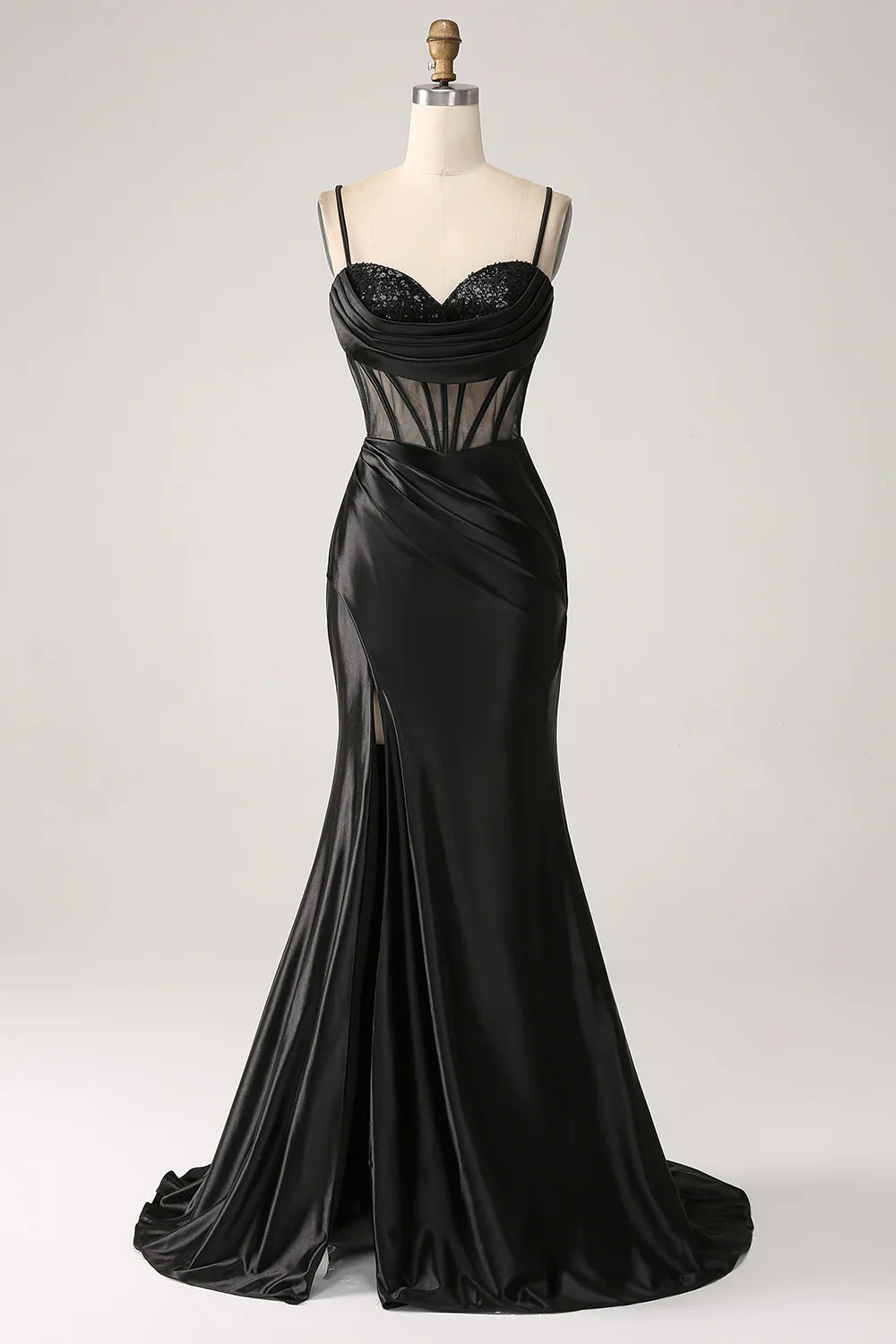 Simple Mermaid Sweetheart Satin Beading Long Prom Dress main image 1