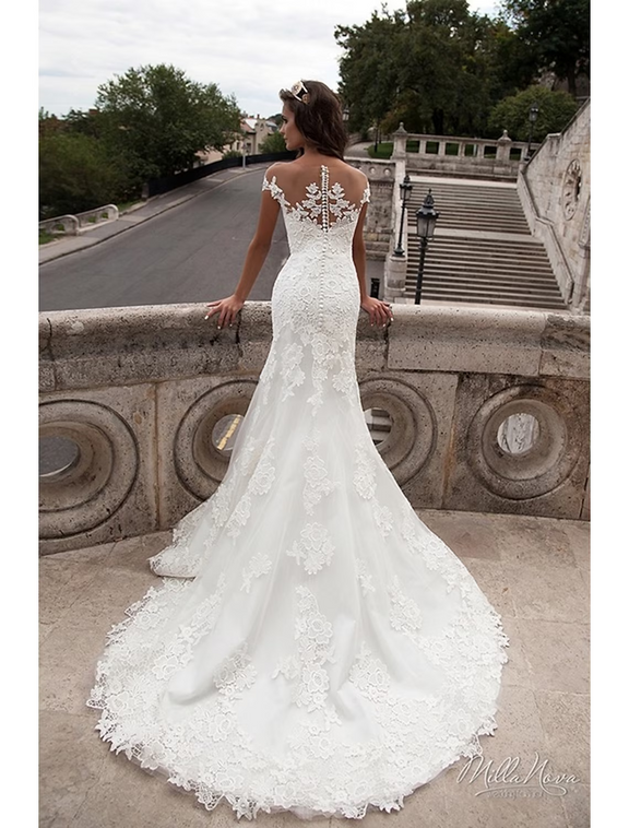 Elegant Engagement Dress Off The Shoulder Short Sleeves Zipper  With Train Long Engagement Dress main image 0