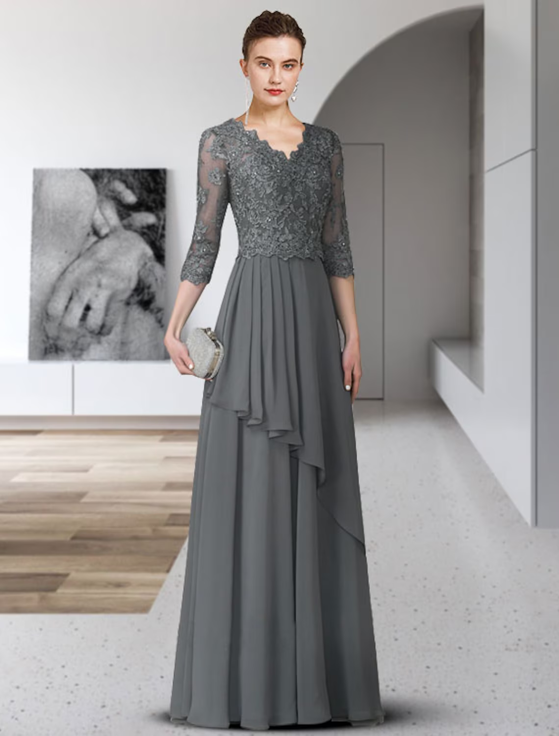A-Line/Princess V-Neck Floor-Length Mother of the Bride Dresses with Pleats