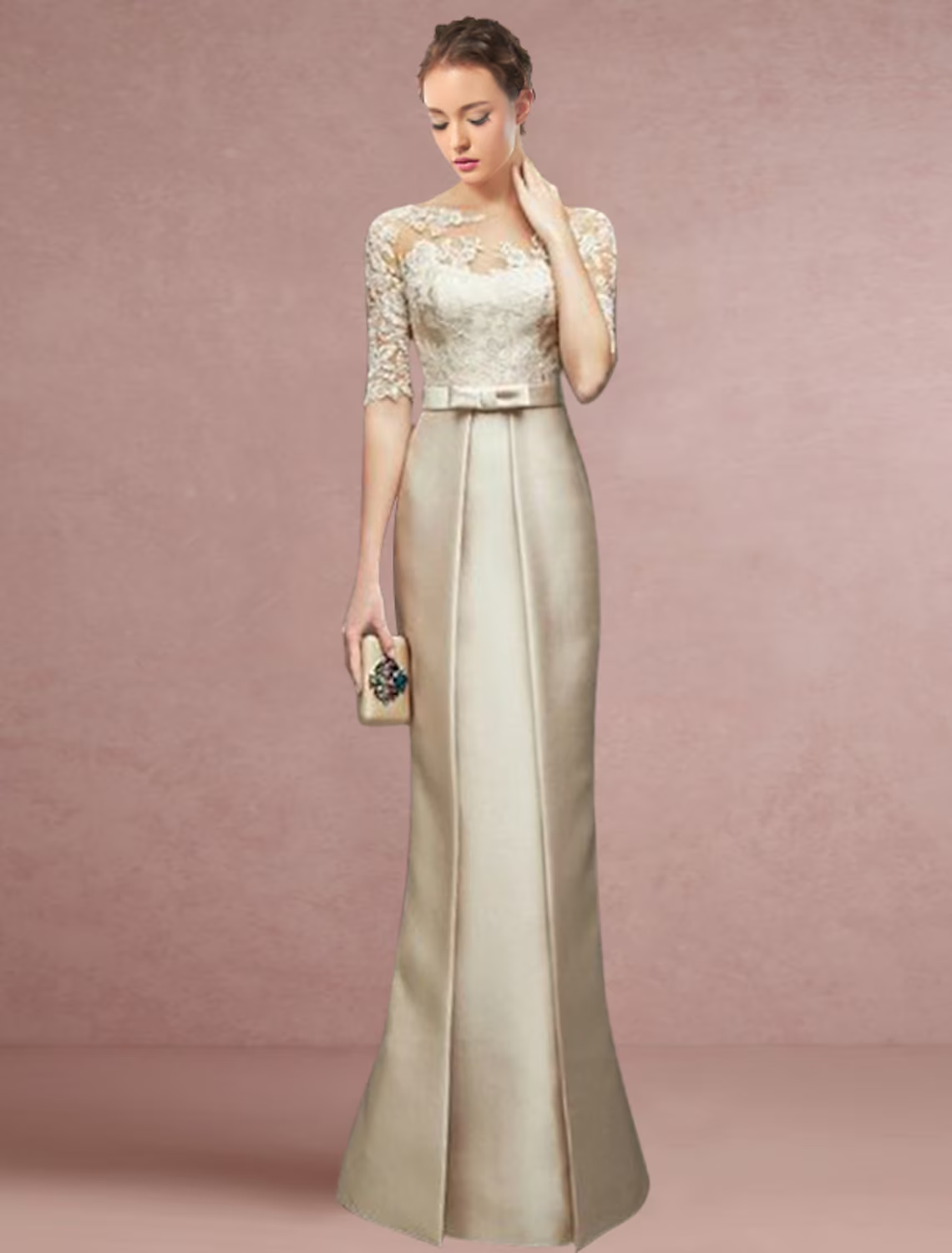 Mother of the Bride Dress Wedding Guest Party Elegant Floor Length Sat ...