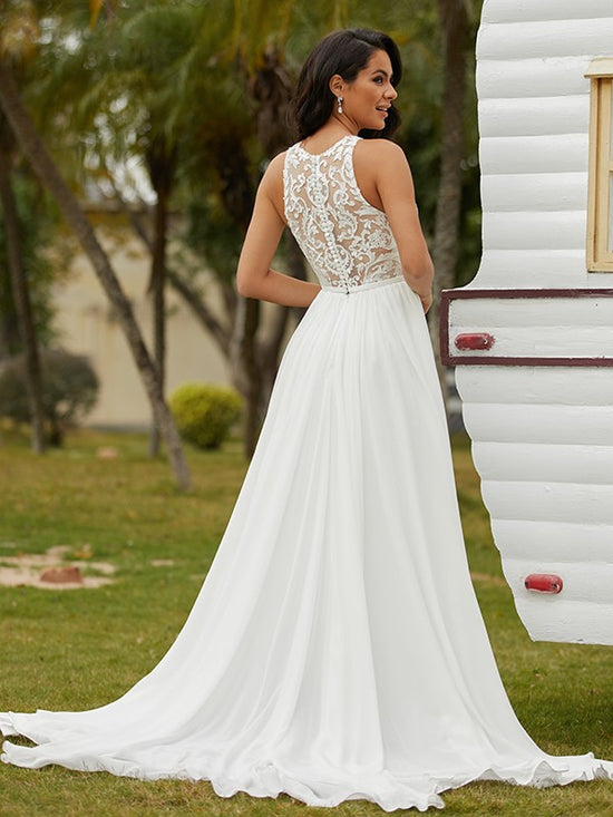 A-Line/Princess Scoop Sleeveless Chiffon Bridesmaid Dresses