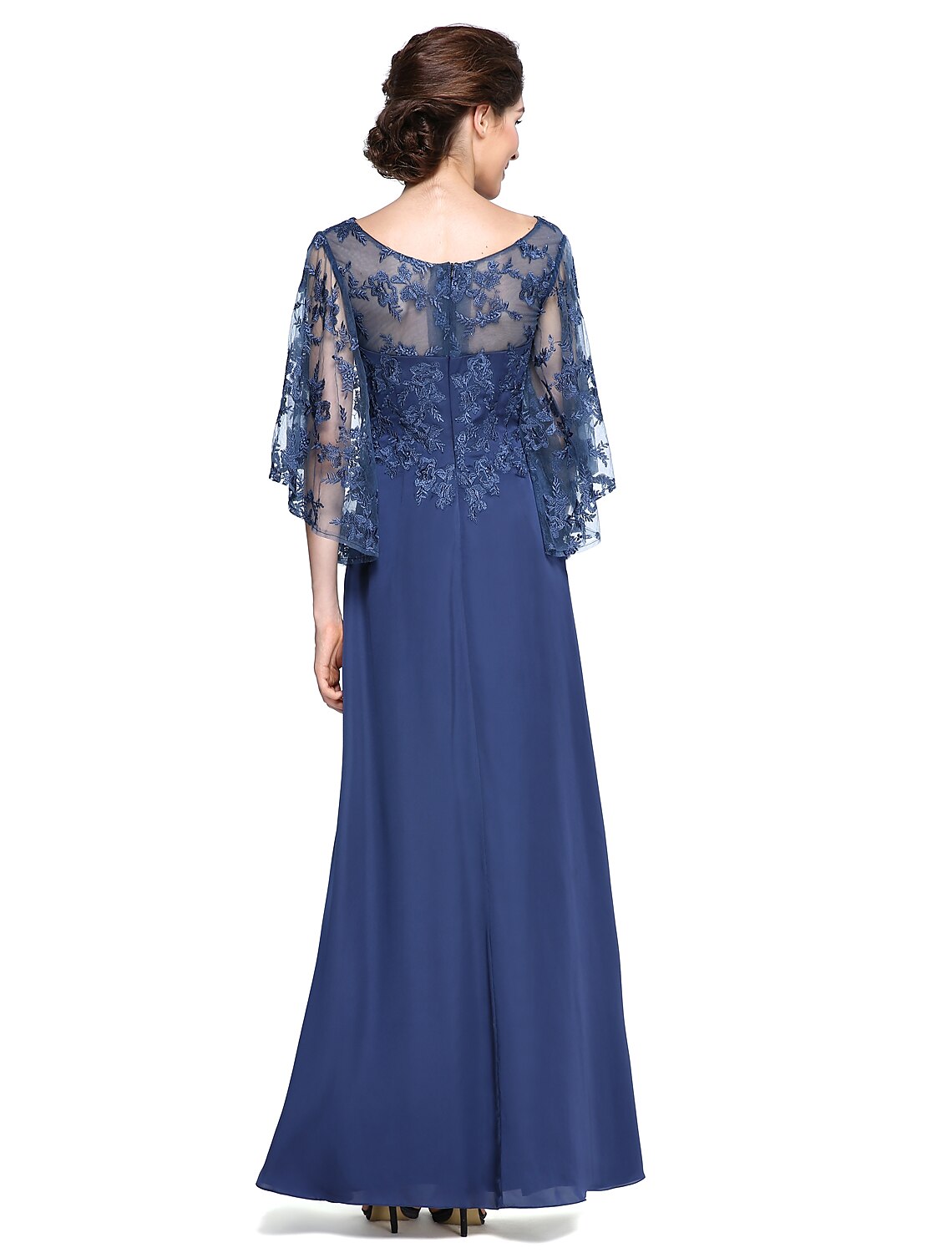 Ankle Length Short Sleeves Chiffon Lace Mother Of The  Groom Dress