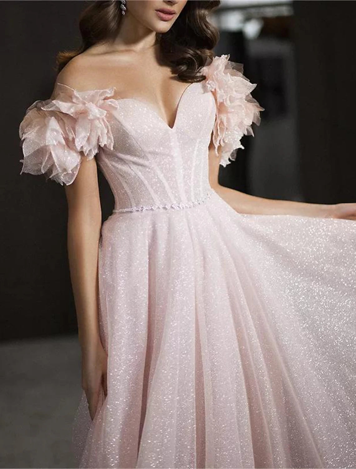 A-Line Prom Dresses Glittering Dress Prom Birthday Floor Length Sleeve ...