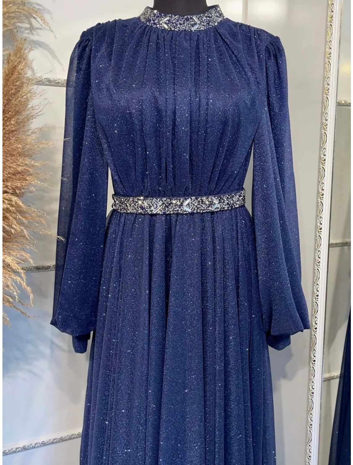 Plain Butterfly Detail A-Line Evening Gown
