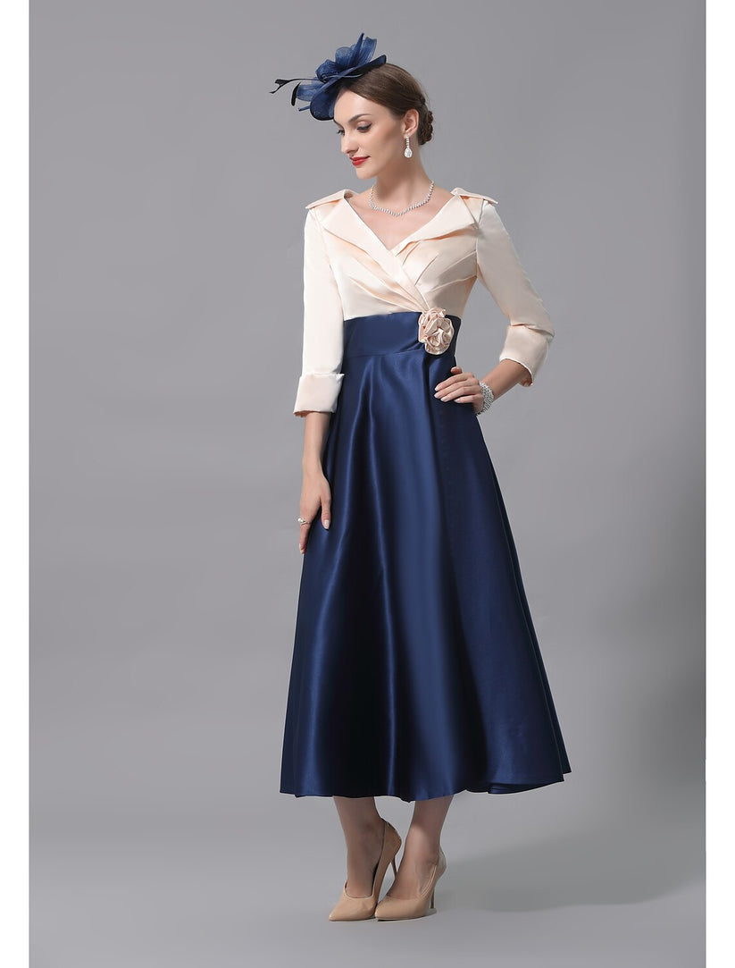 Two Piece Mother of the Bride Dress Wedding Guest Elegant V Neck Knee ...