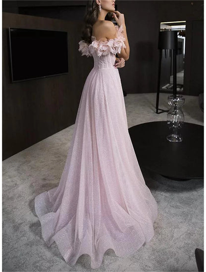 A-Line Prom Dresses Glittering Dress Prom Birthday Floor Length Sleeve ...