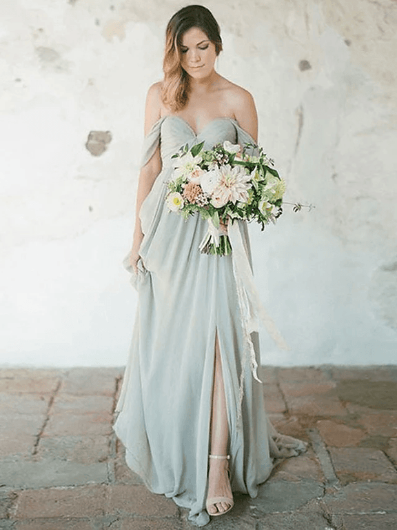 Sweetheart Simple A-line Floor-Length Chiffon Long Bridesmaid Dresses