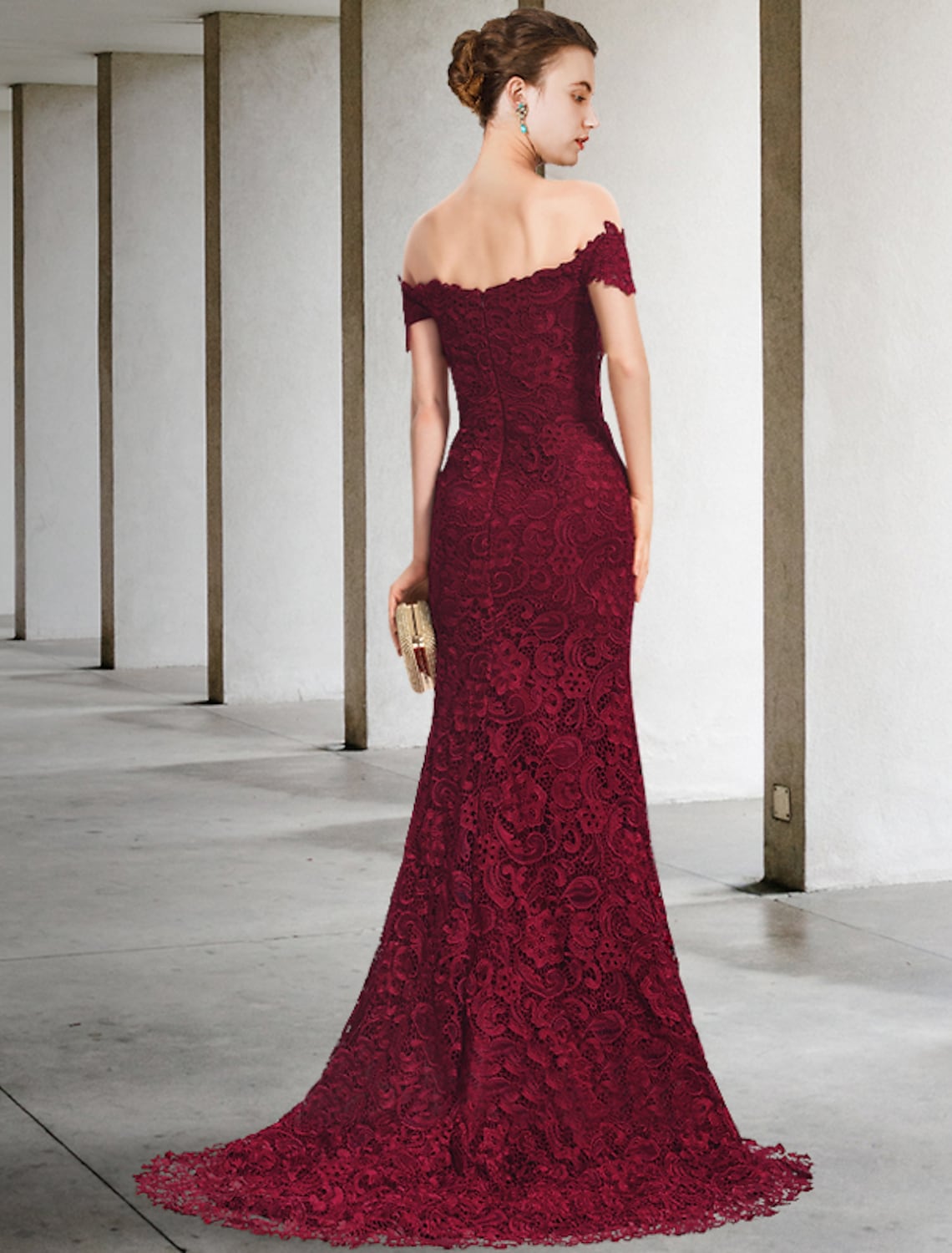 Off The Shoulder Long Sleeves Dusk Ruched Mother Of The Bride Dress main image 0