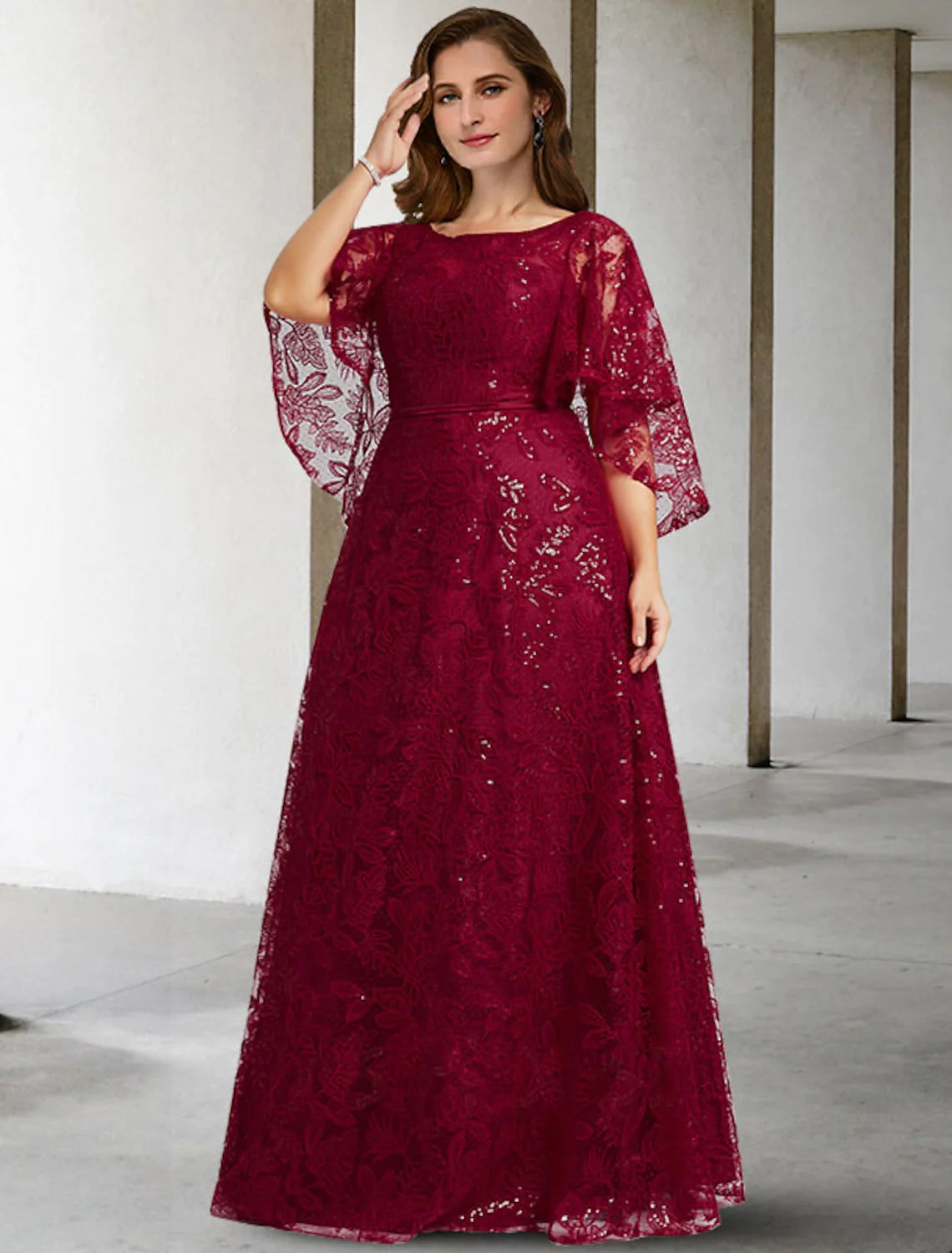 Peacock A Line Satin Ruched Plus Size Mother of the Bride Dress main image 1