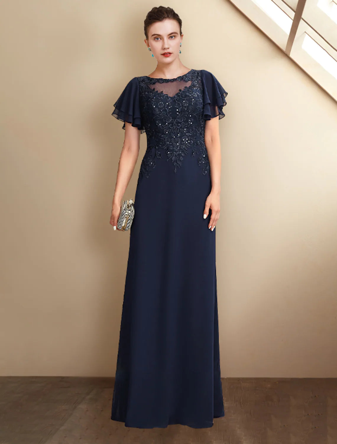 A-Line Mother of the Bride Dress Plus Size Elegant Floor Length Chiffo ...